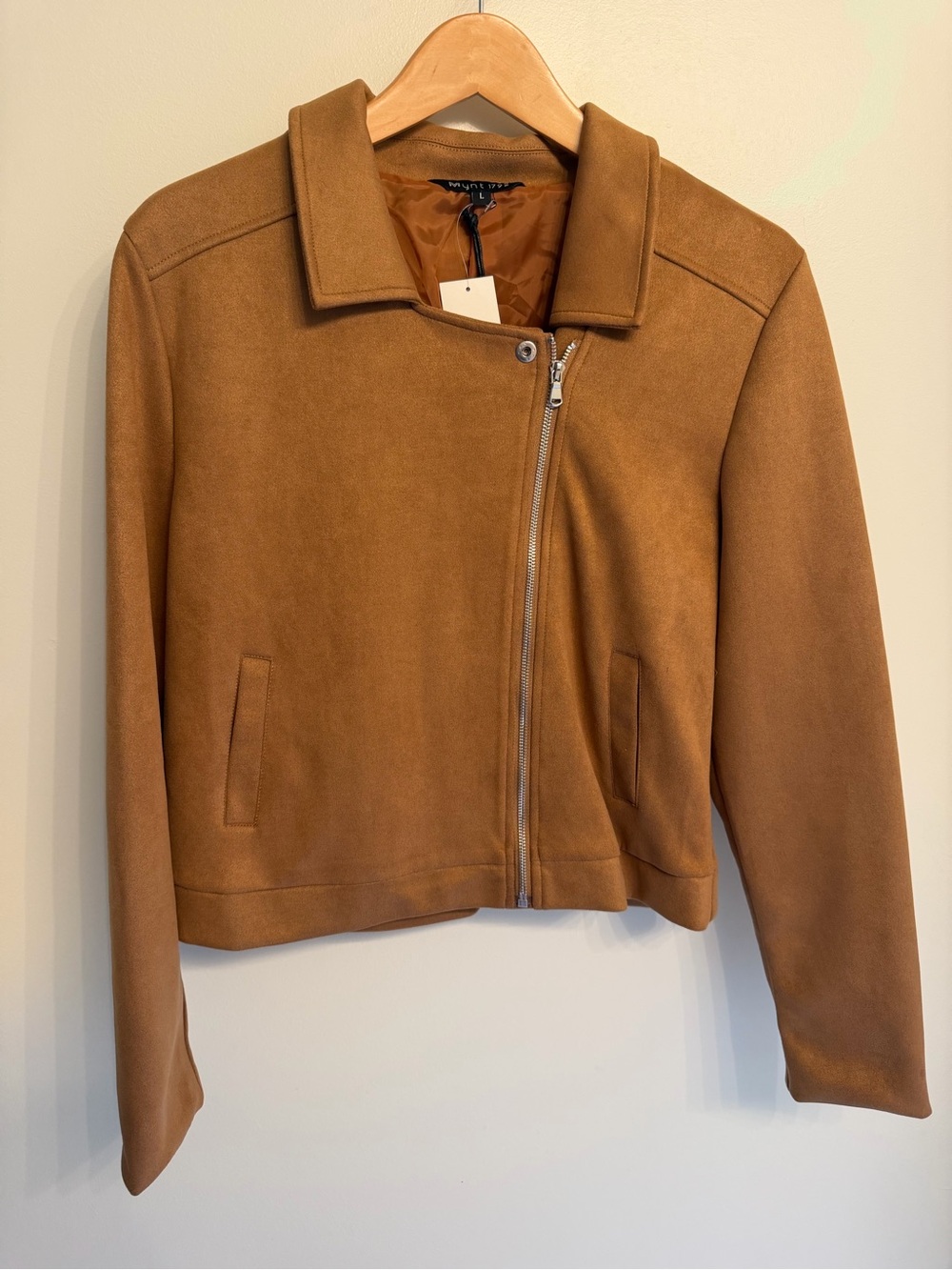 MYNT 1792 Camel Suede Asymmetric Zip Jacket